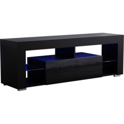 Vida Designs Luna 2 Drawer 2 Shelf Black LED TV Unit - Size: 45 x 130 x 35cm - Wilko - thumbnail 3