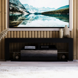 Vida Designs Luna 2 Drawer 2 Shelf Black LED TV Unit - Size: 45 x 130 x 35cm - Wilko - thumbnail 4