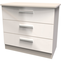 Crowndale Knightsbridge 3 Drawer Kashmir Gloss Chest of Drawers Ready Assembled - Kashmir Gloss & Kashmir - Wilko - thumbnail 4