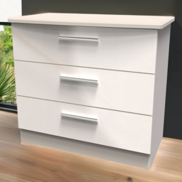 Crowndale Knightsbridge 3 Drawer Kashmir Gloss Chest of Drawers Ready Assembled - Kashmir Gloss & Kashmir - Wilko - thumbnail 1