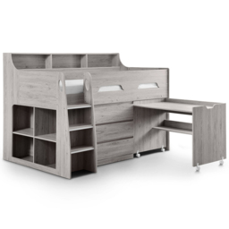 Julian Bowen Jupiter Grey Oak Mid Sleeper with Storage - Size: Single - Wood - Wilko - thumbnail 3