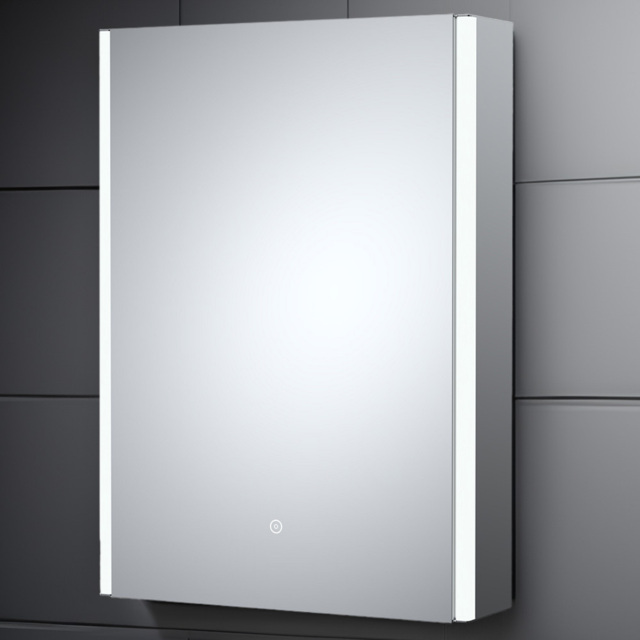 nuie Pavo Single Door LED Mirror Bathroom Cabinet - Size: 700 x 500 x 140mm - Silver - Wilko - image 1