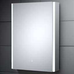 nuie Pavo Single Door LED Mirror Bathroom Cabinet - Size: 700 x 500 x 140mm - Silver - Wilko