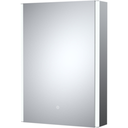 nuie Pavo Single Door LED Mirror Bathroom Cabinet - Size: 700 x 500 x 140mm - Silver - Wilko - thumbnail 3