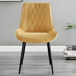 Furniturebox Lucia Cesano 6 Seater Dining Set Black Gloss and Mustard Yellow - Wilko - thumbnail 4
