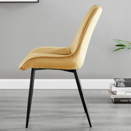Furniturebox Lucia Cesano 6 Seater Dining Set Black Gloss and Mustard Yellow - Wilko - thumbnail 5