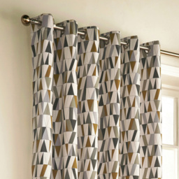 furn. Reno Charcoal and Gold Geometric Eyelet Curtain 168 x 183cm - Size: W 183 x D 168cm - Multi - Wilko - thumbnail 3