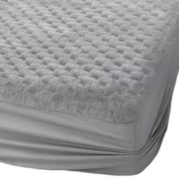 Velosso Super King Size Silver Chunky Popcorn Fitted Sheet - Wilko - thumbnail 1