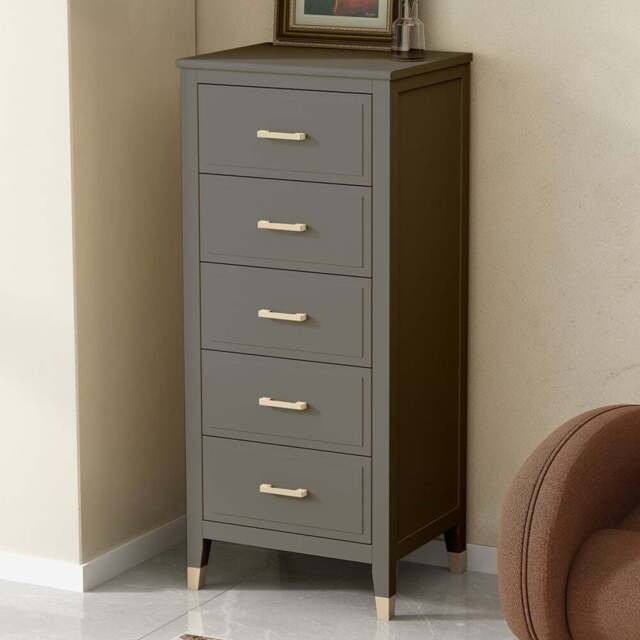 Palazzi 5 Drawer Grey Narrow Chest of Drawers - Wilko - image 1