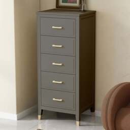 Palazzi 5 Drawer Grey Narrow Chest of Drawers - Wilko