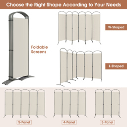 Costway 6 Panel Cream Freestanding Fabric Room Divider - Size: 88 x 27 x 14cm - Wilko - thumbnail 7