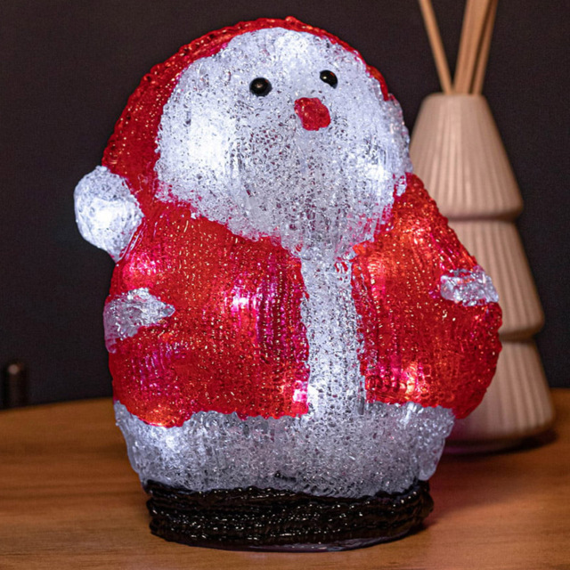 Samuel Alexander Acrylic Santa LED Christmas Decoration - Size: 18 x 19 x 19cm - Red - Wilko - image 1