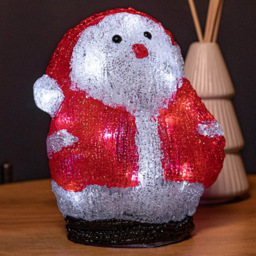 Samuel Alexander Acrylic Santa LED Christmas Decoration - Size: 18 x 19 x 19cm - Red - Wilko
