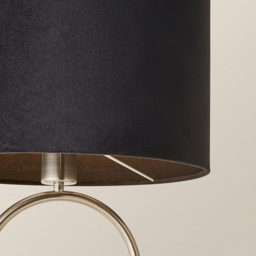 ValueLights Antonia Black Velvet Drum Lamp Shade Brushed Chrome Oval LED Table Lamp - Size: 42.3 x 25 x 25cm - Silver - Wilko - thumbnail 4