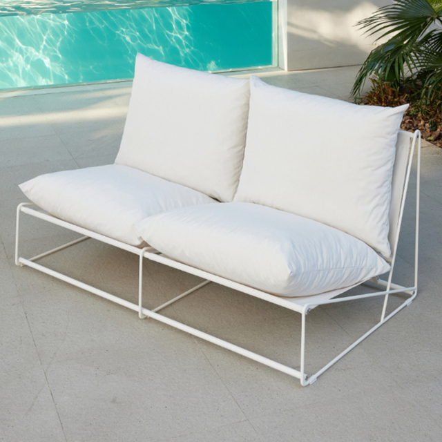 Home Detail Marina 2 Seater White Steel Garden Sofa with Cushions - Wilko - image 1