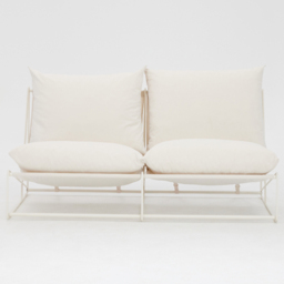 Home Detail Marina 2 Seater White Steel Garden Sofa with Cushions - Wilko - thumbnail 4