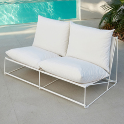 Home Detail Marina 2 Seater White Steel Garden Sofa with Cushions - Wilko - thumbnail 1