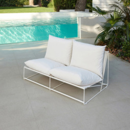 Home Detail Marina 2 Seater White Steel Garden Sofa with Cushions - Wilko - thumbnail 7