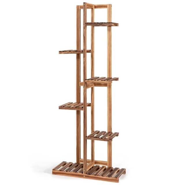 Costway 6 Tier Wooden Multifunctional Plant Stand - Size: 131 x 21 x 6cm - Cream - Wilko - image 1