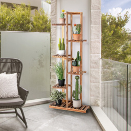 Costway 6 Tier Wooden Multifunctional Plant Stand - Size: 131 x 21 x 6cm - Cream - Wilko - thumbnail 3