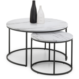 Julian Bowen Bellini White Marble Round Nest of Tables Set of 2 - Size: 80 x 80 x 50cm - Wilko - thumbnail 4