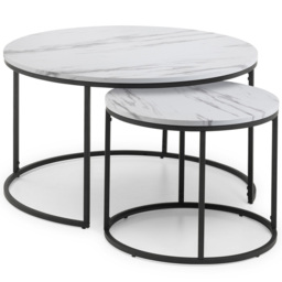 Julian Bowen Bellini White Marble Round Nest of Tables Set of 2 - Size: 80 x 80 x 50cm - Wilko - thumbnail 3