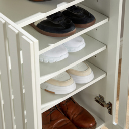 Home Source Halden 2 Door White Shoe Cabinet with Adjustable Shelves - Size: 87.5 x 60 x 33cm - Wilko - thumbnail 5
