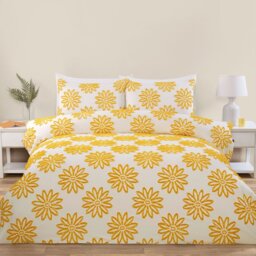 Alyssa Tufted Duvet Set Ochre and White/Single - Wilko