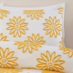 Alyssa Tufted Duvet Set Ochre and White/Single - Wilko - thumbnail 3
