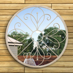 MirrorOutlet Summer Orchid Metal Circular Garden Mirror 90 x 90cm - Size: 90 x 90 x 3cm - Cream - Wilko - thumbnail 3