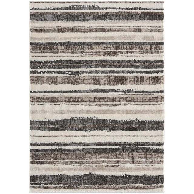 Desire Rugs Eleanor Mocha Striped Embossed Rug 200 x 290cm - Size: 290 x 200 x 2cm - Brown - Wilko - image 1