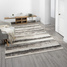 Desire Rugs Eleanor Mocha Striped Embossed Rug 200 x 290cm - Size: 290 x 200 x 2cm - Brown - Wilko - thumbnail 3
