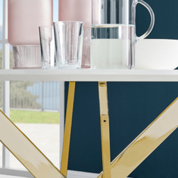Furniturebox Arona 4 Seater Round Dining Table White High Gloss and Gold - Wilko - thumbnail 4