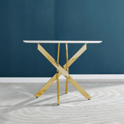 Furniturebox Arona 4 Seater Round Dining Table White High Gloss and Gold - Wilko - thumbnail 6