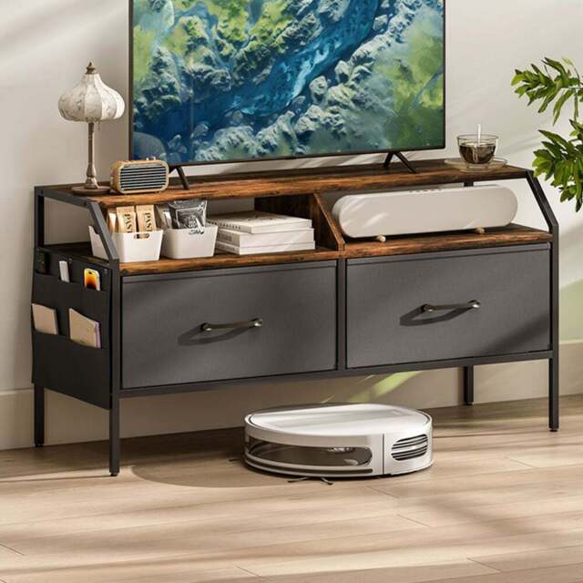 HOMCOM 2 Drawers Rustic Brown TV Unit - Size: 50.5 x 35 x 98cm - Wilko - image 1