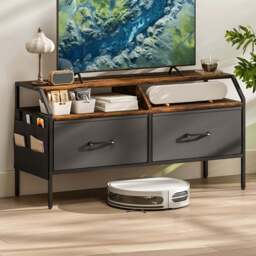 HOMCOM 2 Drawers Rustic Brown TV Unit - Size: 50.5 x 35 x 98cm - Wilko - thumbnail 1