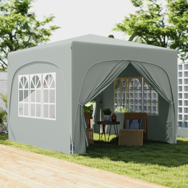 Outsunny 3 x 3m Light Grey UPF50+ Pop Up Gazebo with Sides and Carry Bag - Wilko - image 1