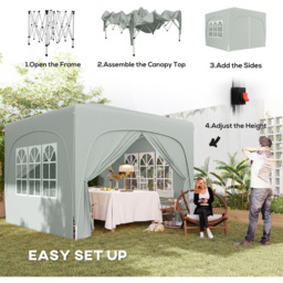 Outsunny 3 x 3m Light Grey UPF50+ Pop Up Gazebo with Sides and Carry Bag - Wilko - thumbnail 7