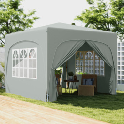 Outsunny 3 x 3m Light Grey UPF50+ Pop Up Gazebo with Sides and Carry Bag - Wilko - thumbnail 1