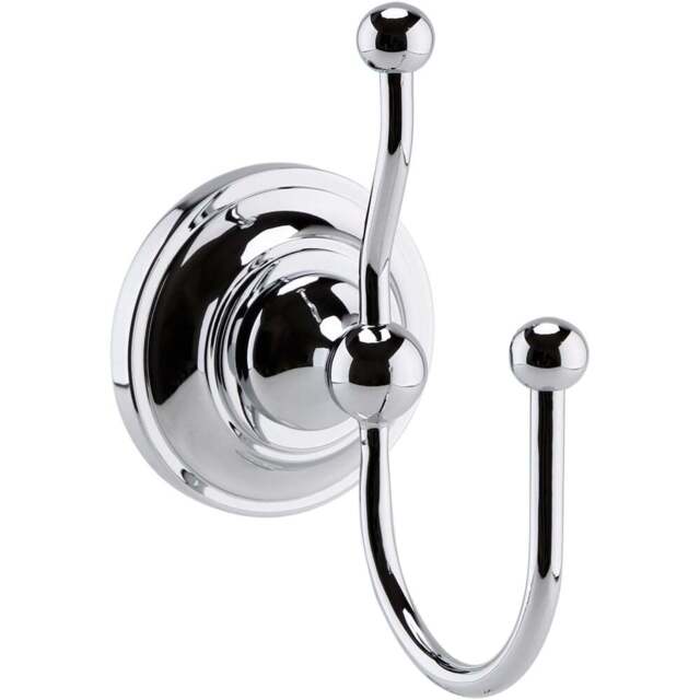 nuie Ceramics Accessories Chrome Double Robe Hook - Size: 1.13 x 0.54 x 1cm - Silver - Wilko - image 1