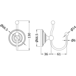 nuie Ceramics Accessories Chrome Double Robe Hook - Size: 1.13 x 0.54 x 1cm - Silver - Wilko - thumbnail 3