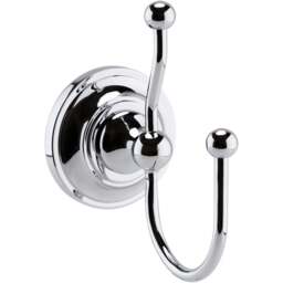 nuie Ceramics Accessories Chrome Double Robe Hook - Size: 1.13 x 0.54 x 1cm - Silver - Wilko