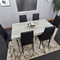 Kosy Koala 6 Seater Faux Leather Dining Set Stone Grey Effect and Black - Size: 96 x 40 x 40cm - Portland - Wilko - thumbnail 6