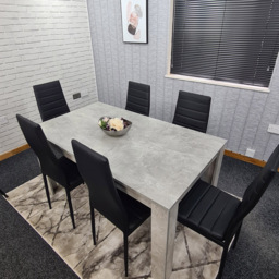 Kosy Koala 6 Seater Faux Leather Dining Set Stone Grey Effect and Black - Size: 96 x 40 x 40cm - Portland - Wilko - thumbnail 5