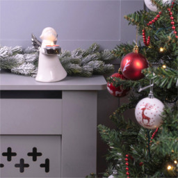 St Helens Small White and Silver Winged Angel Ceramic Tea Light Holder - Size: 12 x 10 x 16cm - Multi - Wilko - thumbnail 1