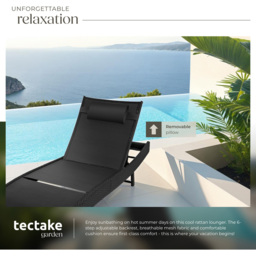 tectake Moana Black 6 Level Sun Lounger with Removable Pillow - Size: 94 x 69 x 211cm - Wilko - thumbnail 5