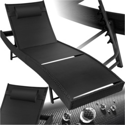 tectake Moana Black 6 Level Sun Lounger with Removable Pillow - Size: 94 x 69 x 211cm - Wilko - thumbnail 3