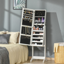 HOMCOM White LED Light Lockable Mirrored Jewellery Cabinet - Size: 17 x 44 x 118cm - Wilko - thumbnail 6