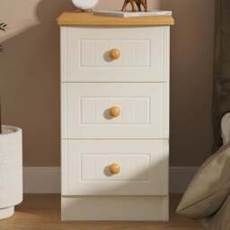 Crowndale Warwick 3 Drawer Cream Ash and Oak Bedside Cabinet - Wilko - thumbnail 1