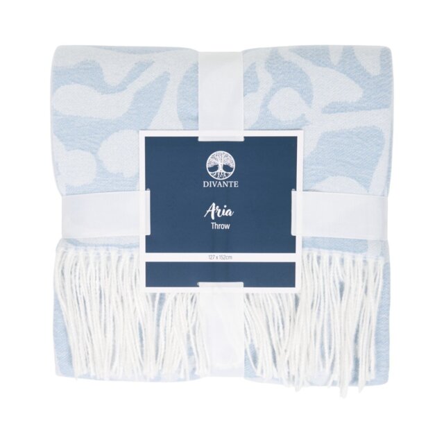 Aria Jacquard Foliage Throw Blue - Divante - Wilko - image 1